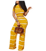 STRIPED PRINTED NAVEL WIDE LEG 2PC