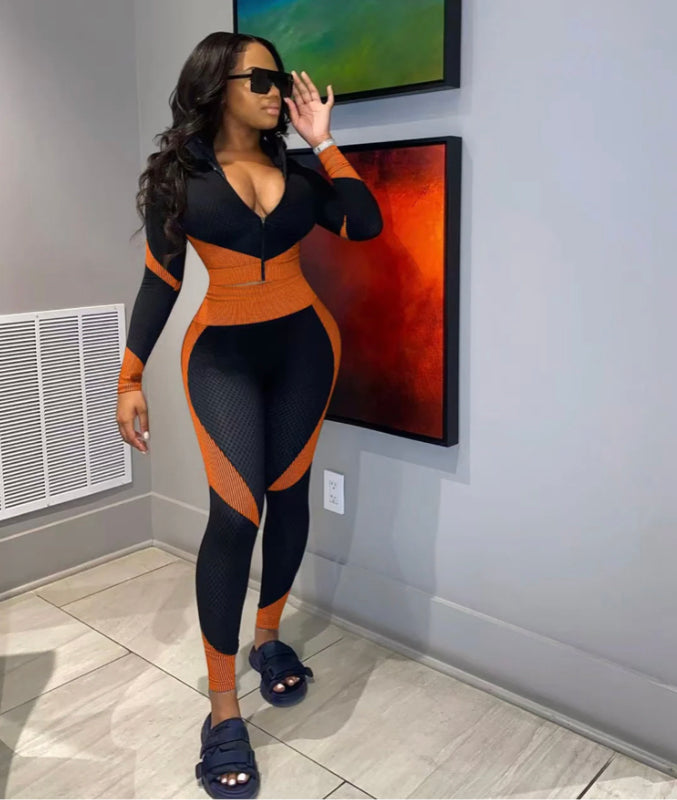 PRINTED COLOR MATCHING LONG SLEEVE SPORTS 2PC SET