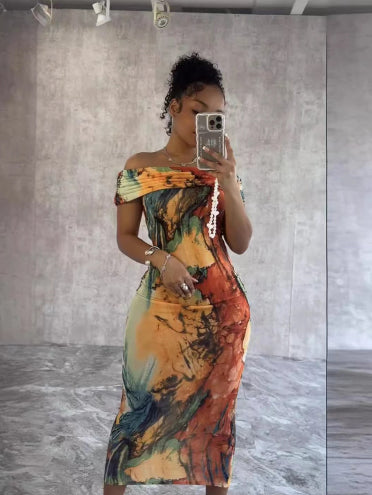 Off- shoulder fashion personality Dress
