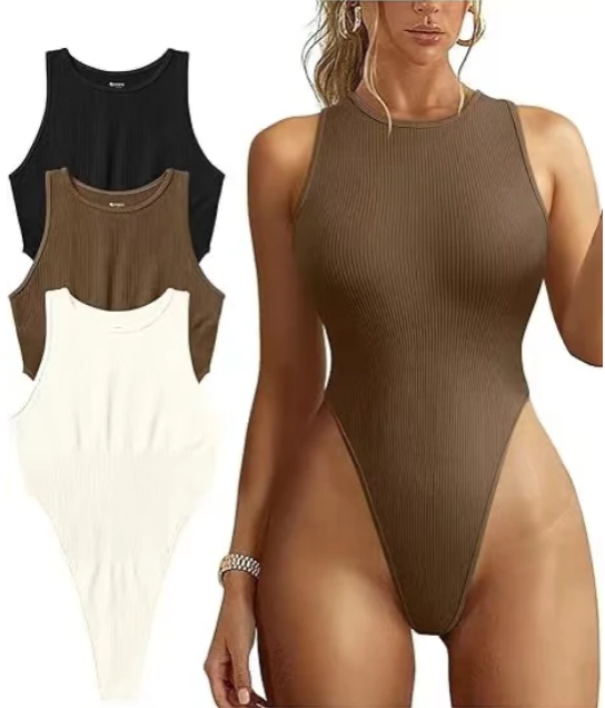 Ribbed Sleeveless Neck Jumpsuit