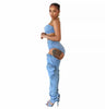 COWBOY PERSONALITY SPLIT ZIPPER THREE-DIMENSIONAL POCKET WRAPPED SEXY 2PC SET