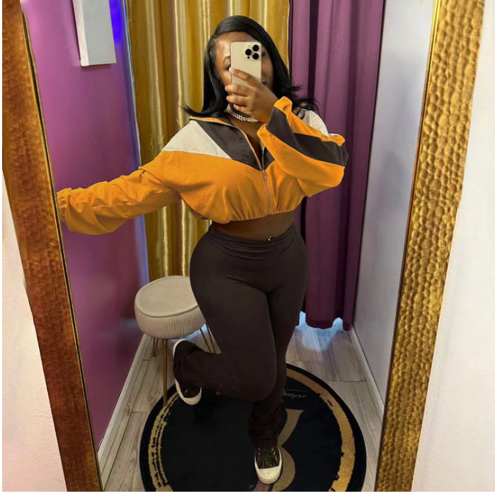 COLOR MATCHING ZIPPER SPORTS 2PC SET