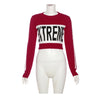 KNITTED LETTERING LONG SLEEVE PULLOVER SLIM FIT CROP TOP