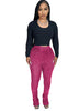 Hairy texture breathable slim fitting pile up pants