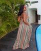 STRIPED PRINT STRAPPY WAISTLESS DRESS