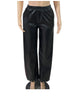 Solid color Bubble Bead Loose Wide Leg Pocket Leather Pants