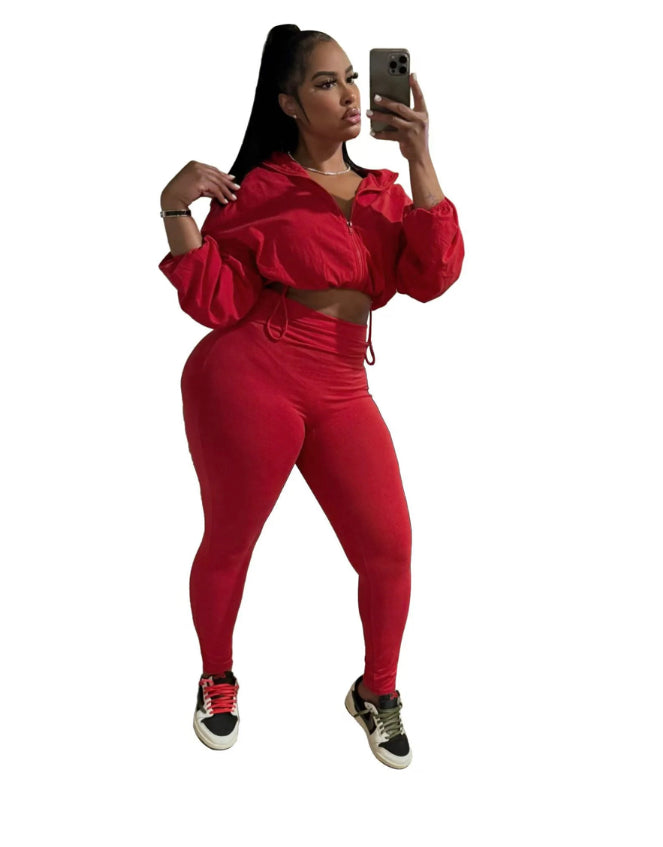 DRAW ROPE, WAIST AND NAVEL, TIGHT 2PC SET