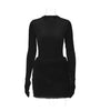 ROUND NECK LONG SLEEVE JUMPSUIT SLIM FITTING PLUSH SKIRT SET