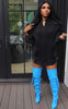 CASUAL LOOSE STITCHING KNITTED DRAWSTRING JACKET