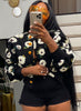 Three- Dimensional Floral Cardigan Short Coat