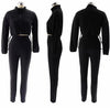 HOODED LOOSE LONG-SLEEVED SHIRT TIGHT TROUSERS SPORTS 2PC SET