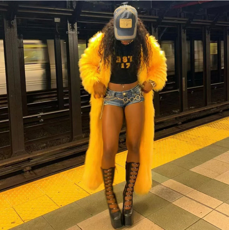 FUR-LIKE LONG-HAIRED OVERCOAT