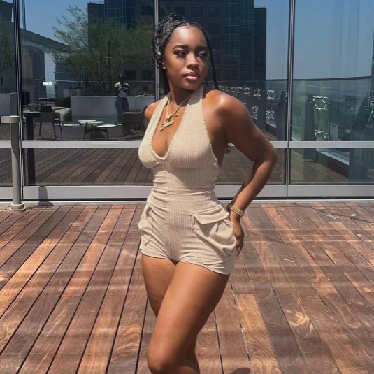 Sleeveless backless with neck hanging Jumpsuit