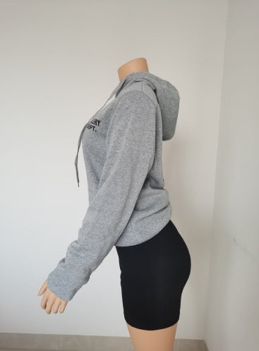 Unisex style velvet padded hooded sweatshirt
