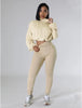 HOODED LOOSE LONG-SLEEVED SHIRT TIGHT TROUSERS SPORTS 2PC SET