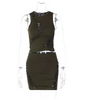Hollow round neck sleeveless top skirt 2PC Set