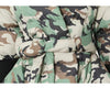 CAMOUFLAGE PANELS, IRREGULAR KNITTED CUFFS, WAIST-CINCHING PADDED JACKET