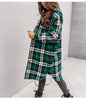Plaid printed mid-length shirt coat