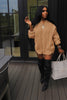 CASUAL LOOSE STITCHING KNITTED DRAWSTRING JACKET