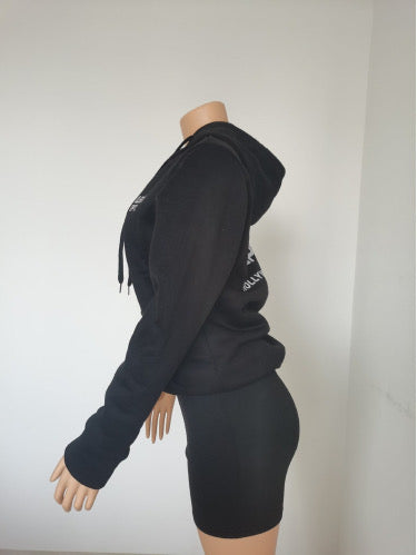 Unisex style velvet padded hooded sweatshirt