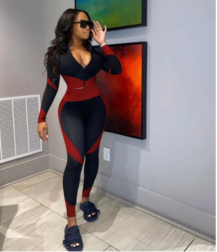 PRINTED COLOR MATCHING LONG SLEEVE SPORTS 2PC SET