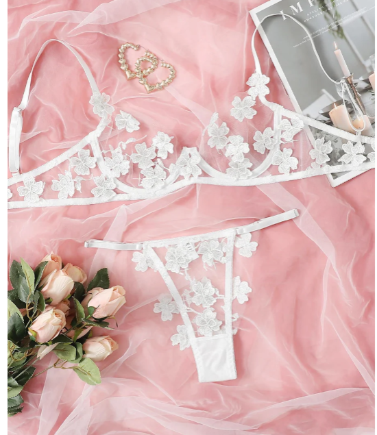 Sexy Lingerie embroidery 2PC suit