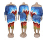 ONE-NECK BAT SLEEVE TOP SPLIT SKIRT 2PC SET
