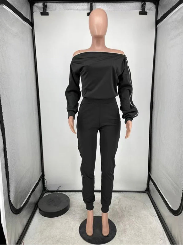 SOLID COLOR ZIPPER FASHION 2PC SET