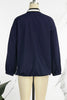 Blue Street Print Patchwork Draw String V Neck Tops