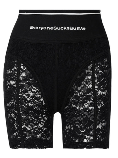 Stitching breathable Print Lace Shorts