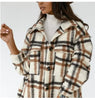 Plaid printed mid-length shirt coat