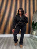 ZIPPER HALF-HIGH COLLAR PLUS VELVET SPORTS 2PC SET
