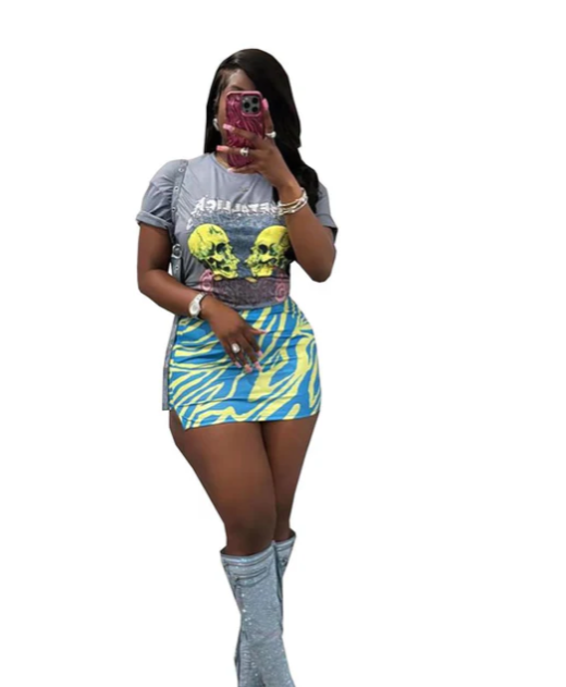 Short-Sleeved Shirt Printed Bad Hip Shirt 2PC Set