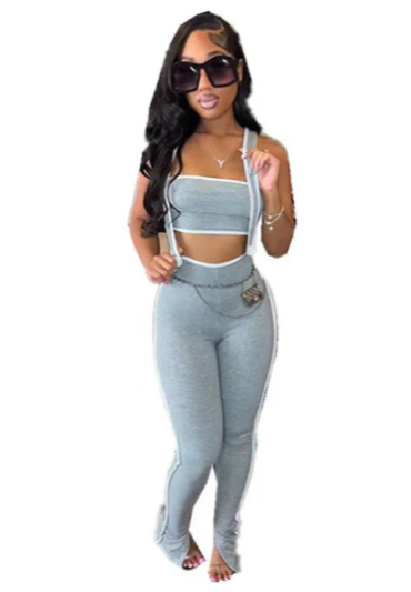 Sexy Wrapped Top Suspenders 2PC Set
