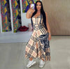 V-neck Printed Sleeveless Large Skirt