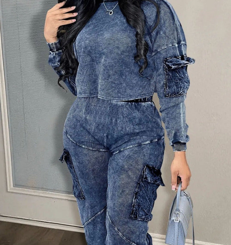 Pick pullover long sleeve round neck pants 2 PC Set