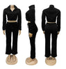ZIPPER HALF-HIGH COLLAR PLUS VELVET SPORTS 2PC SET