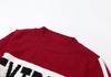 KNITTED LETTERING LONG SLEEVE PULLOVER SLIM FIT CROP TOP