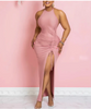 Invisible Zipper Dress with Split Drawstring Side