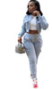 THREADED SPLICING SWEATER PLUS VELVET OVERALL CASUAL 2PC SET