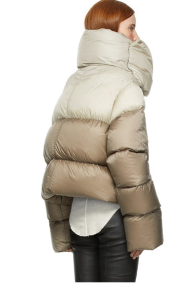 TURTLENECK SCAF DESIGN COTTON COAT