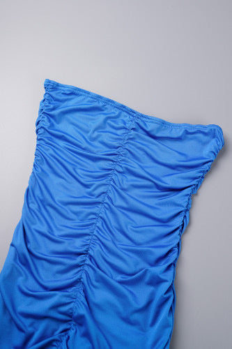 Casual Solid Backless Fold Strapless One Step Skirt Dress