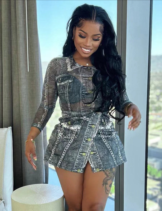 Denim Jumpsuit 2PC Set