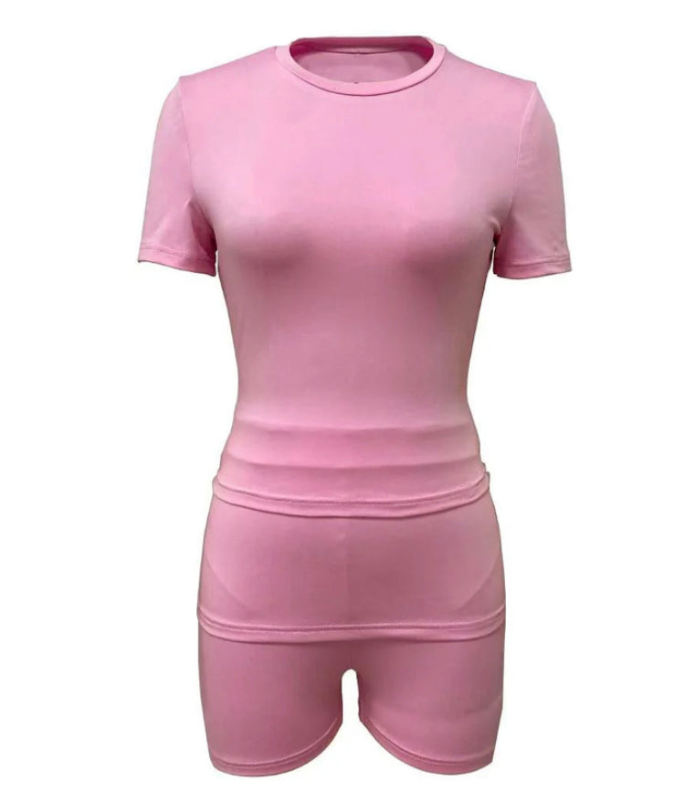 SHORT-SLEEVED T-SHIRT FASHION CASUAL SLIM SHORTS 2PC SET