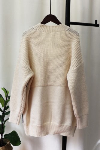 LOOSE SWEATER STITCHING DENIM POCKET