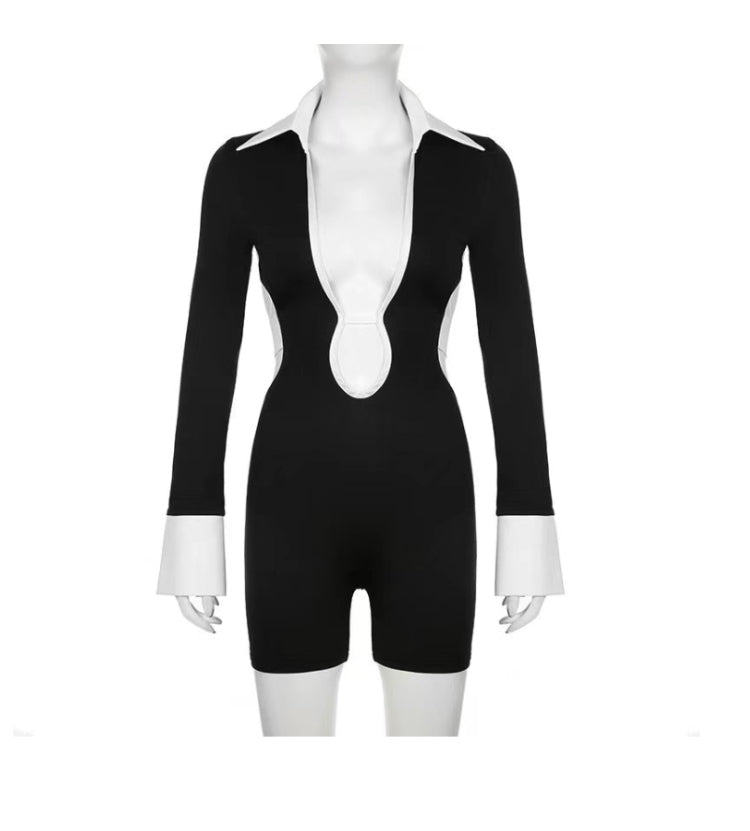SEXY OPENWORK LONG SLEEVE JUMPSUIT