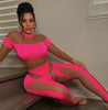 Stitching mesh See-Through Sexy Jumpsuit