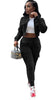 THREADED SPLICING SWEATER PLUS VELVET OVERALL CASUAL 2PC SET