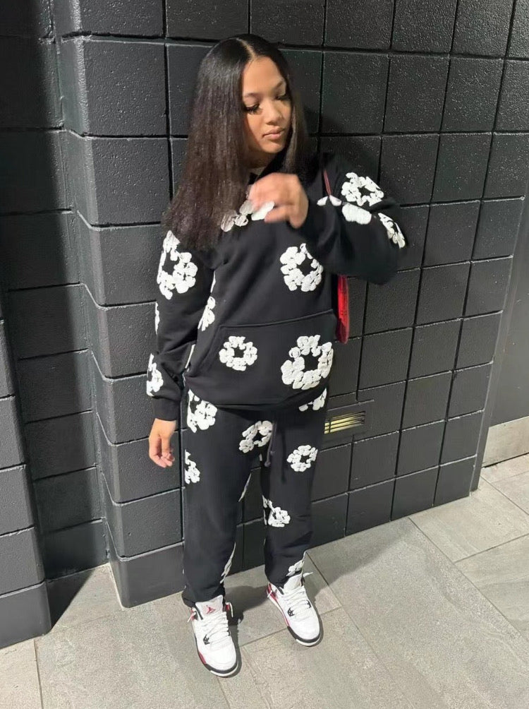 HOODED CLOUD-PRINT CASUAL SPORTS SWEATSHIRT SER