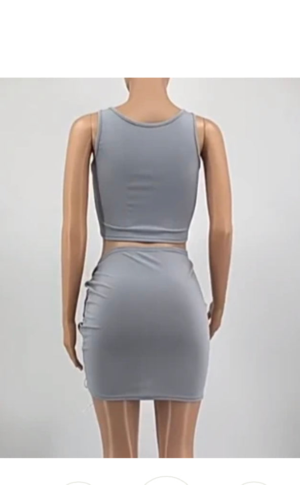 WOMEN'S SEXY BEACH SLEEVELESS SHORT SKIRT SUIT 2PCS